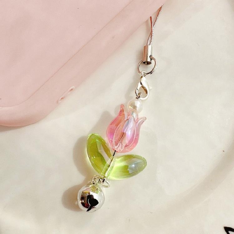 Tulips Flower Bell Hangings Pendant Phone Strap Cute Bag Decoration for Girls