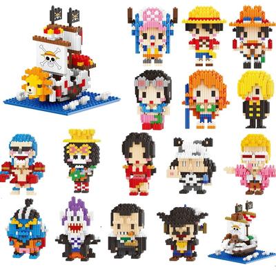 Linkgo Connection Building Blocks One Luffy Chopper Piece Boa Franky Zoro Nami Robin Jinbei Brook 3D Model Mini Brick Figure Toy