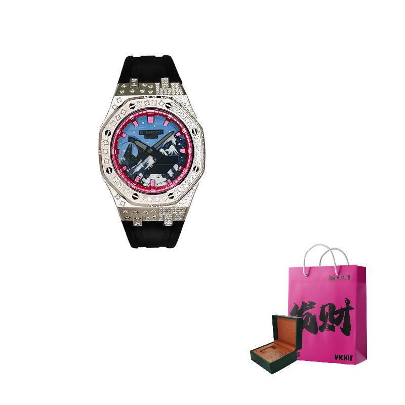 Casio Unisex Liquid Crystal/Analog Dual Display Series 44mm Black Watch GA-2100-1A(Watch3--lv)