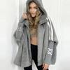 Cappotto in Peluche Caldo Casual da Donna Cardigan alla Moda con Zip e Maniche a Trombetta Cappotto Largo con Cappuccio Abbigliamento da Pendolare Autunno Inverno