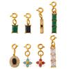 Light Luxury Geometric Square Color Zircon Jewelry Clasp Pendant, 18K Gold Plated Stainless Steel DIY Charm