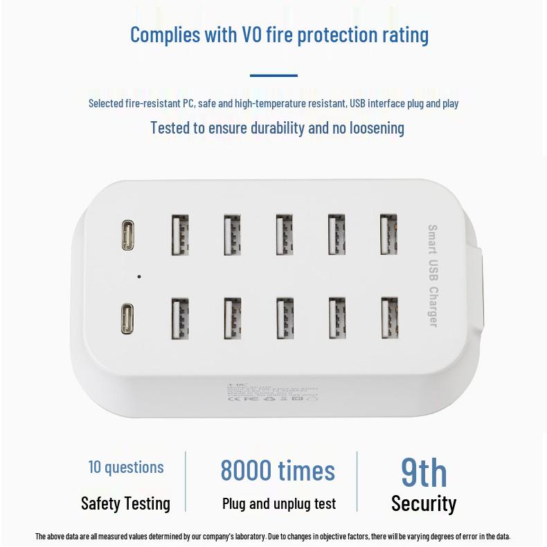 12-Port Multifunction USB Fast Charger Adapter for Mobile Phones Chinese Standard белый