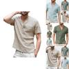 Summer Men Henley T Shirt Tops Casual Loose V Neck Short Sleeve Pullover Tee Breathable And Comfortable For Everyday Wear
