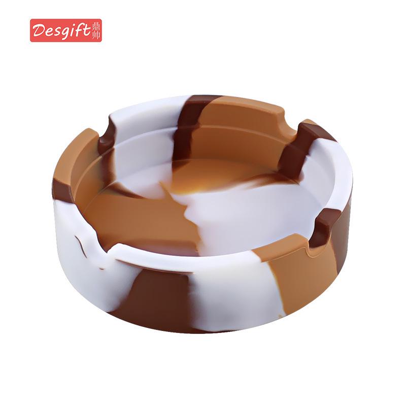 Round Soft Silicone Camouflage Ashtray with Logo - Multi-color Smoking Accessory Holder