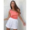 Fashion Style Summer Lantern Sleeve V Neck Tops Shorts Two-piece Set Lace up Top and Shorts Set