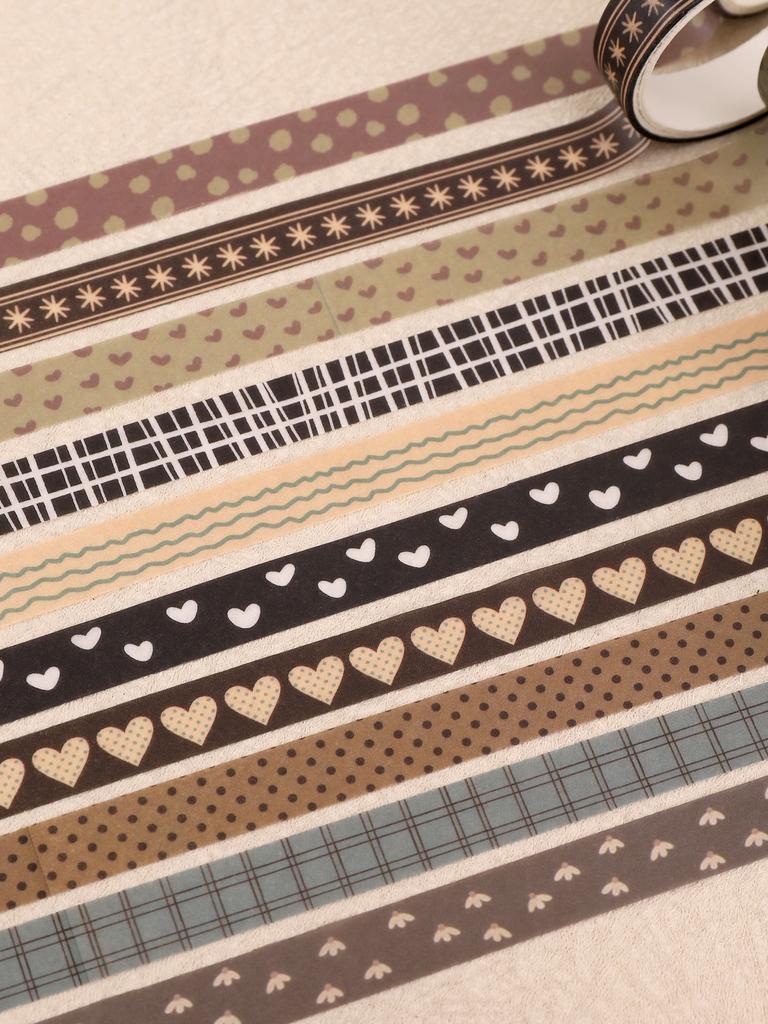 5rolls/Box Vintage Autumn Washi Tape Set Back To School Stationery Cute Washi Tape Scrapbooking Supplies Colored Masking Tape