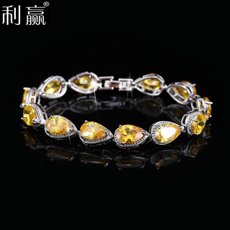 Girls' Jewelry, Water Drop-Shaped Platinum-Plated Aaa Zircon Jewelry Bracelet For Women