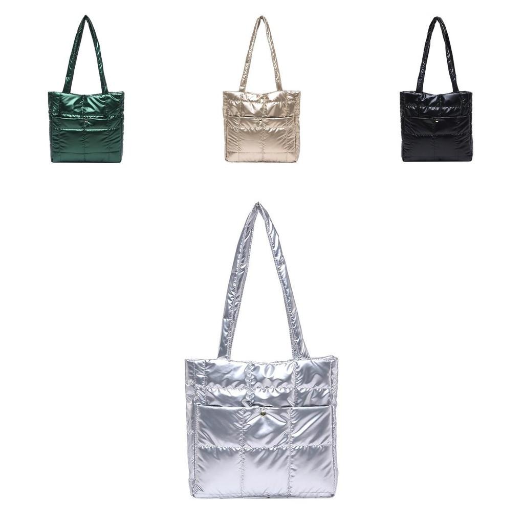 Large Stylish Plaid Tote Bag For Women In Black Green Gold And Colors Silver