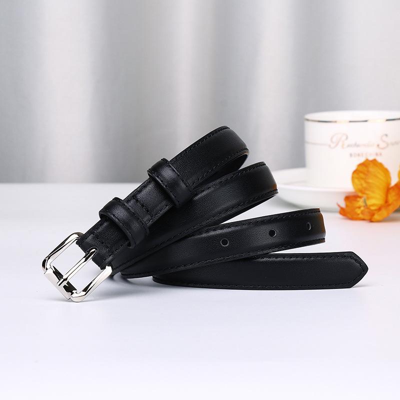 1.8Cm Small Fresh Leather Belt For Women, Korean Version Of Trendy Versatile Pure Cowhide Belt, College Style Thin Belt For Women