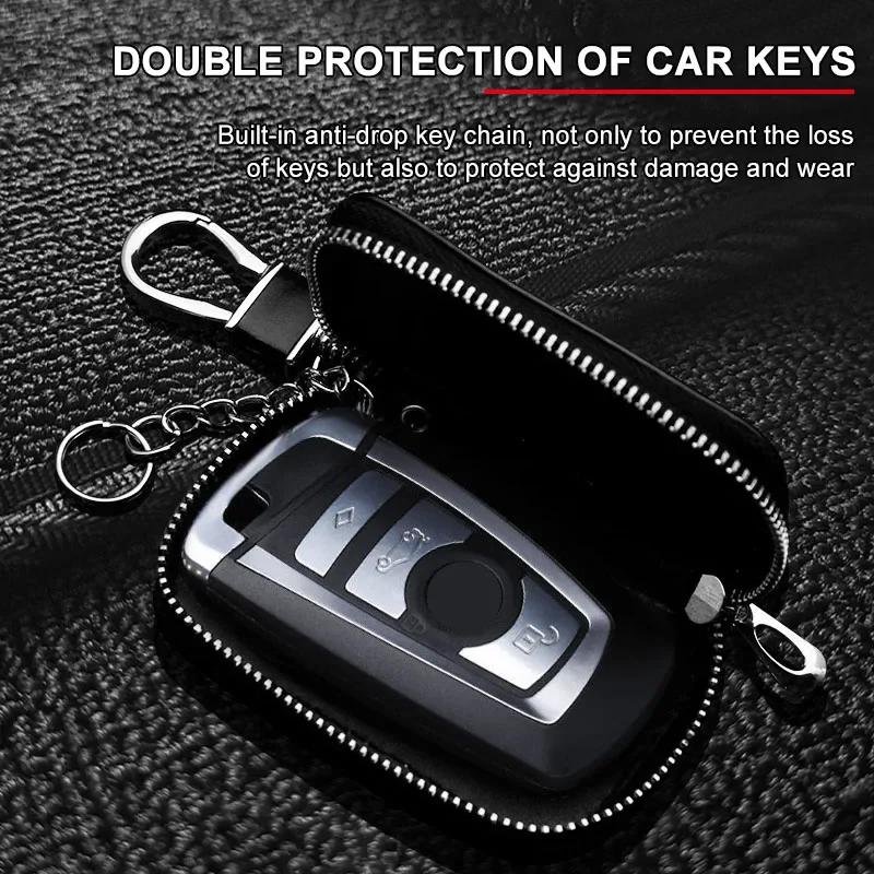 1Pcs Leather Emblem Car Key Case Keychain Zipper Key Case Bag For TRD Toyota Camry 40 Corolla Auris Yaris Rav4 CHR Decorate