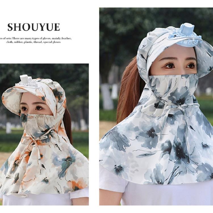 Summer Sun Hat with Fan for Women Girls Neck Flap Adjustable Hat Sunshades