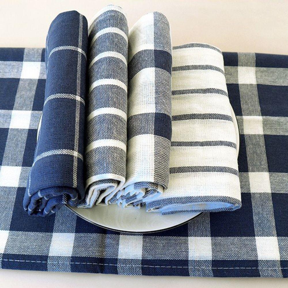 2 ks 46x70cm Bavlněná utěrka Modrá utěrka na vinné sklenice Geometrická kostkovaná podložka na stůl Svatba
