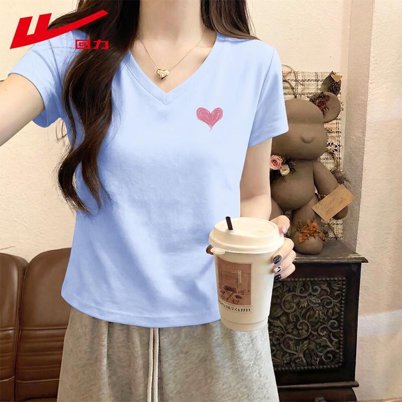 Warrior Women s Cotton V-Neck Heart Print T-Shirt S