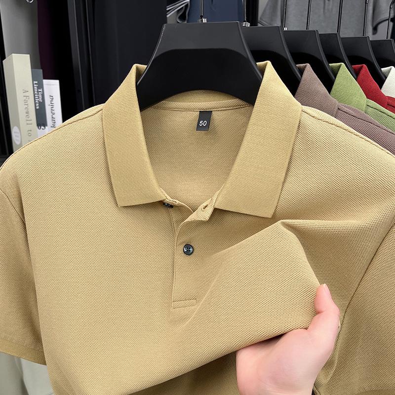 Men s Summer Mercerized Cotton Polo Shirt - Customizable Logo, Short Sleeve, Pure Color Lapel L