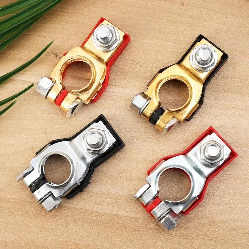 Car Top Post Battery Terminals Wire Cable Clamp Terminal Connectors Car Battery Accessories 1 Pair 12V 24V Positive Negative