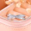 Cute Female Small White Zircon Stone Ring Silver Color Cross Engagement Charm Wedding Jewelry For Women