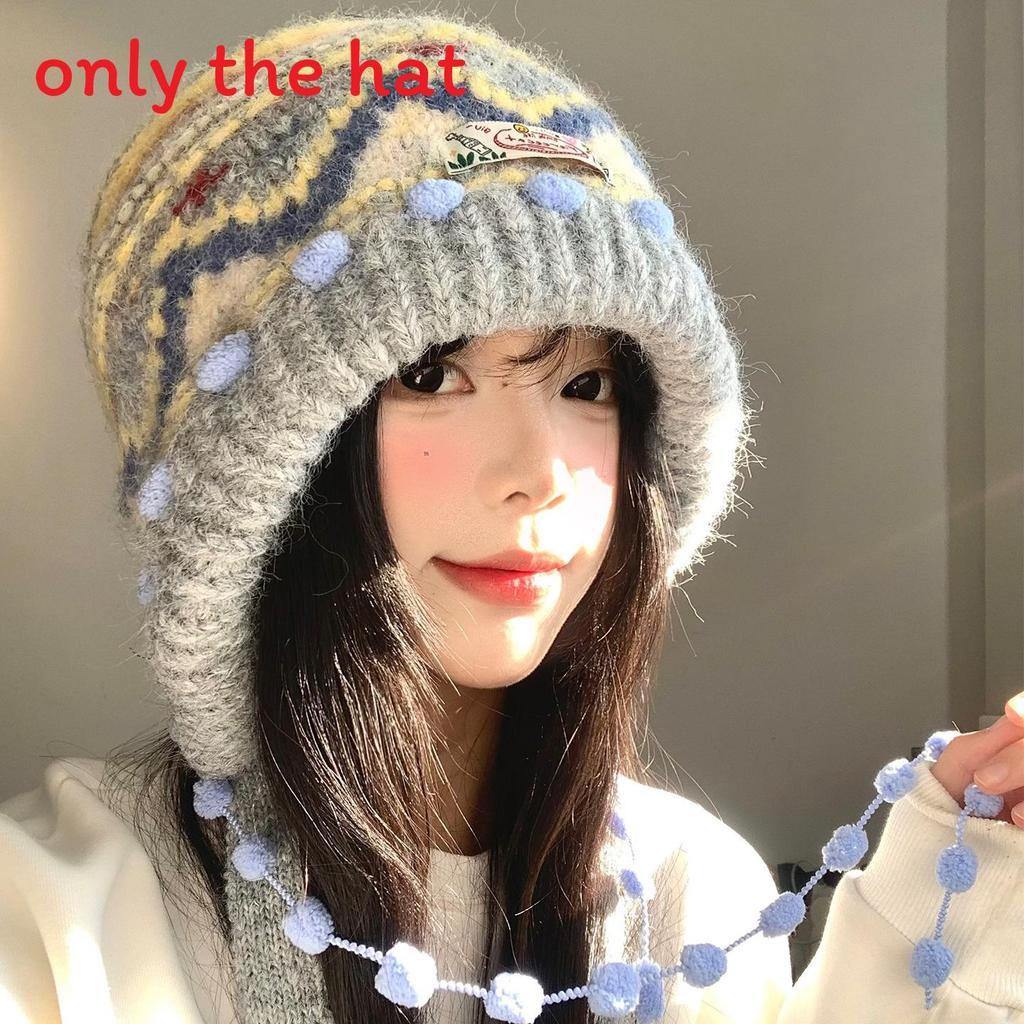 Vintage Knit Beret Wool Blend Warm Hat For Autumn Winter Women