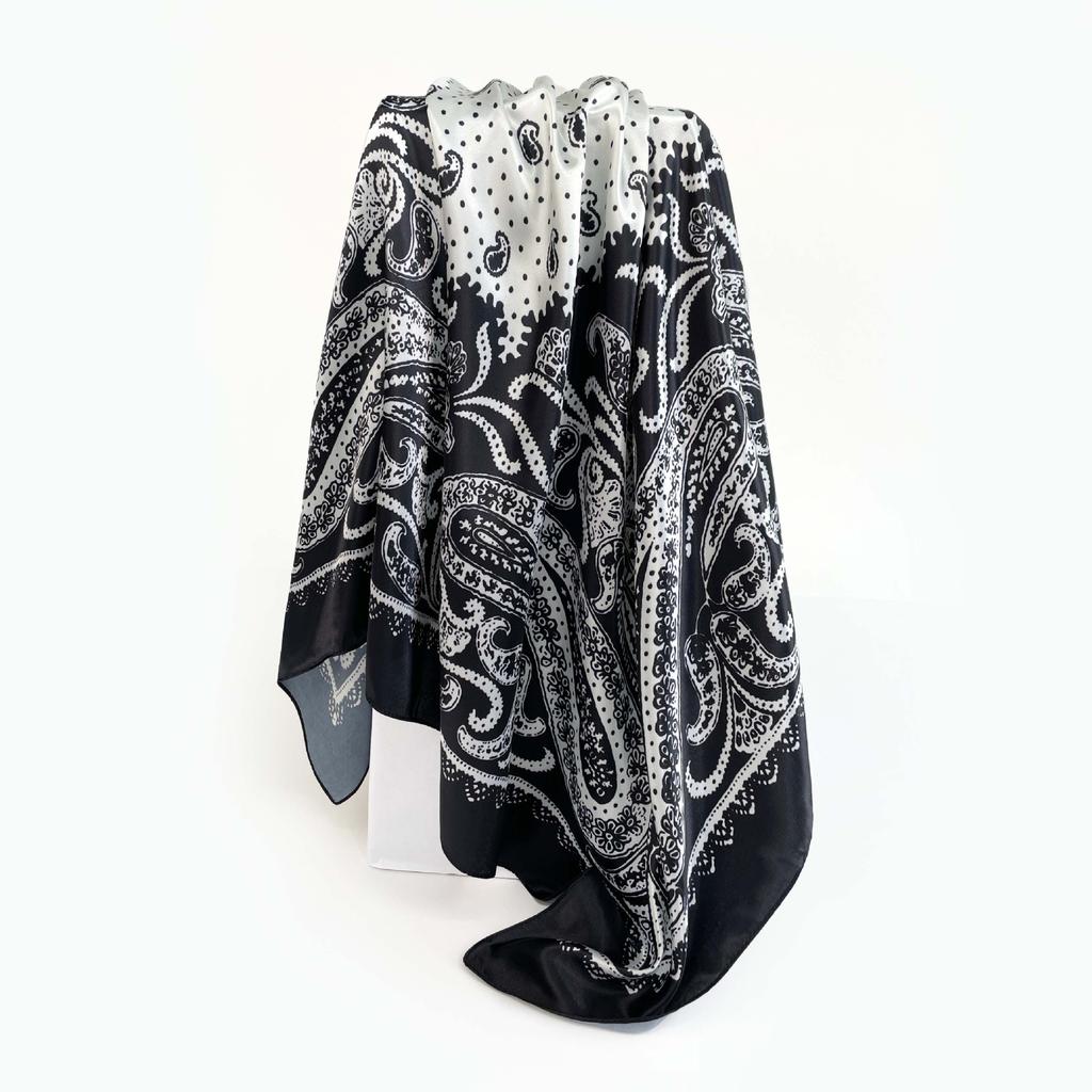 90cm Silk Scarf Ladies Large Square Scarf New Cashew Printed Turban Shawl Silk Scarf Silk Scarf Ladies Fashion