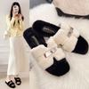 Comfortable Princess Thick-bottomed Fluffy Slippers Women's Autumn and Winter High-end Outer Wear 2025 New Indoor Home One-word Cotton Mop