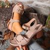 Women Chunky Heel Sandals Adjustable Buckle Strap Plus Size Shoes Summer  Solid Color One Line Fashion Sandals for Women