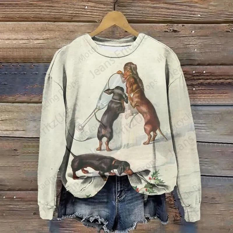 Прекрасная толстовка с капюшоном для собак, женская мода, толстовки с круглым вырезом, женские толстовки, пальто с изображением животных, одежда для девочек, толстовка с длинным рукавом и круглым вырезом, женская осень 2010 года S