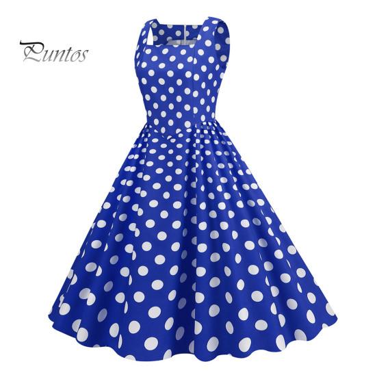 Vrouwenjurk Retro A-lijn Grote Swing Strak Hoge Taille Mouwloos Vierkante Hals Stippenprint Achterkant Rits Contrasterende Kleur 50s 60s Feest Bruiloft Prom Baljurk