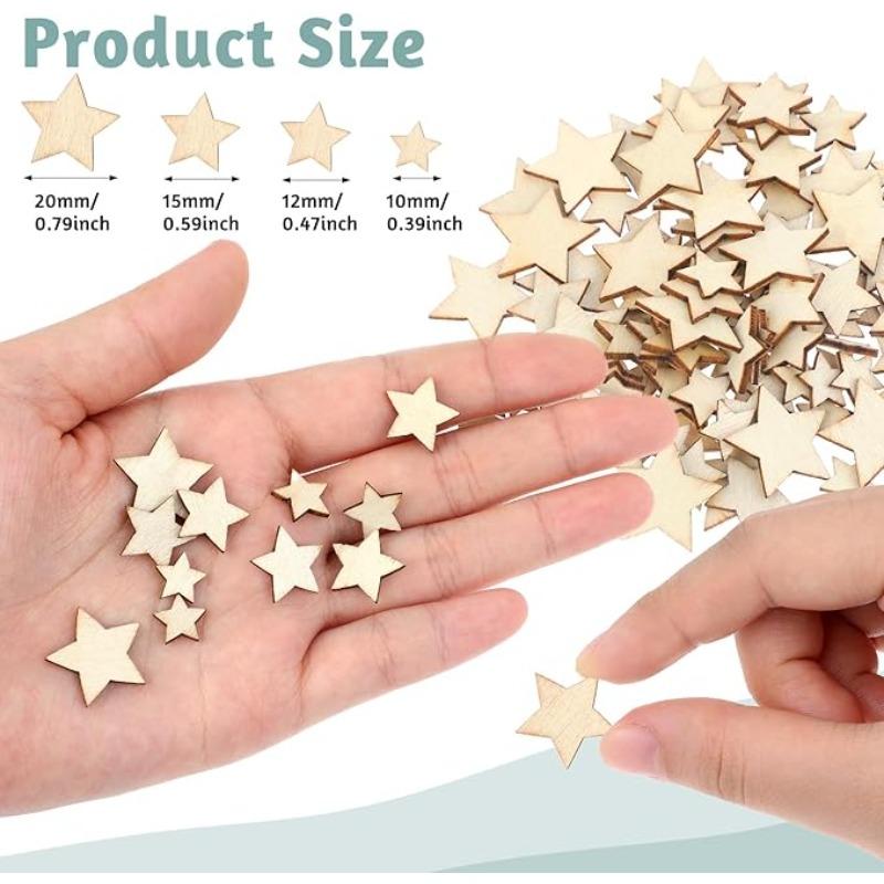 100Pcs Unfinished Wooden Stars Ornaments Cutout Blank Wood Pieces Star Cutouts Ornaments for Christmas Wedding Party DIY Crafts