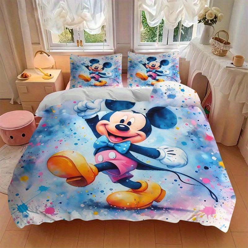3pcs Happy Mickey Printed Quilt Set Soft and Comfortable Quilt Cover for Bedroom, Guest Room Bedding Set B047