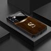 Wood grain letter S black glass phone case suitable for Samsung Galaxy S26 S25 S24 S23 S22 S21 S20 FE/Ultra/Plus anti drop