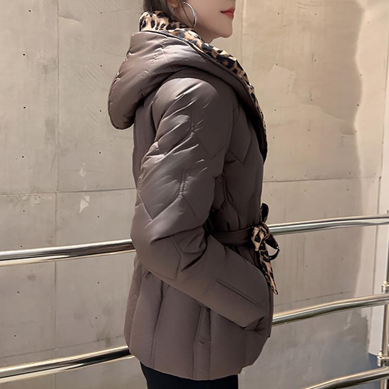 Plus Size L-5XL Fashion Winter Jackets Woman Short Parkas Hooded Loose Thick Warm Outerwears Casual Women's Coats With Belt