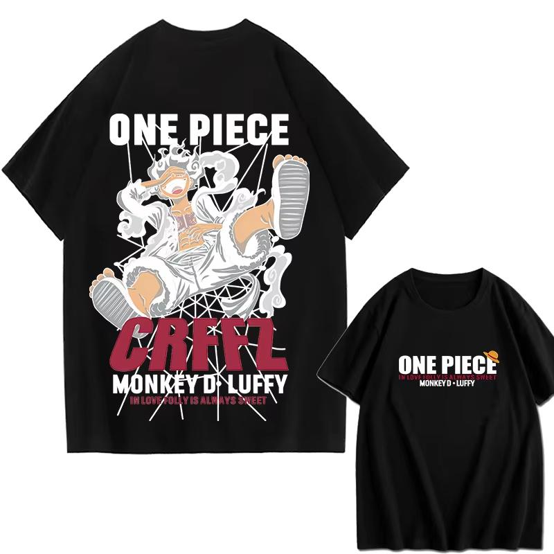2026 new One Pieces Monkey D Luffy Printed LooseSleeved Cotton TShirt for Summer Fashion  Cotton