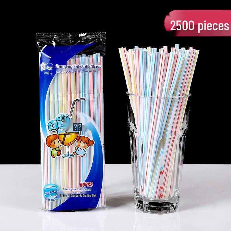 ZISIZ Colorful Bendable Disposable Plastic Straws