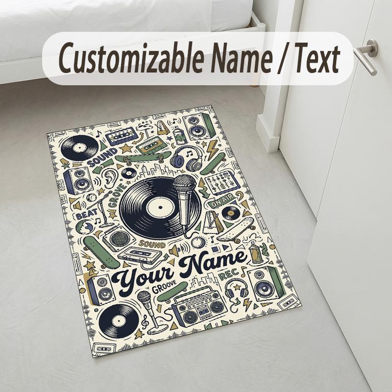 Decorative Artwork Theme Crystal Velvet Rug Personalized Custom Name Text Soft Floor Mat Home Decor