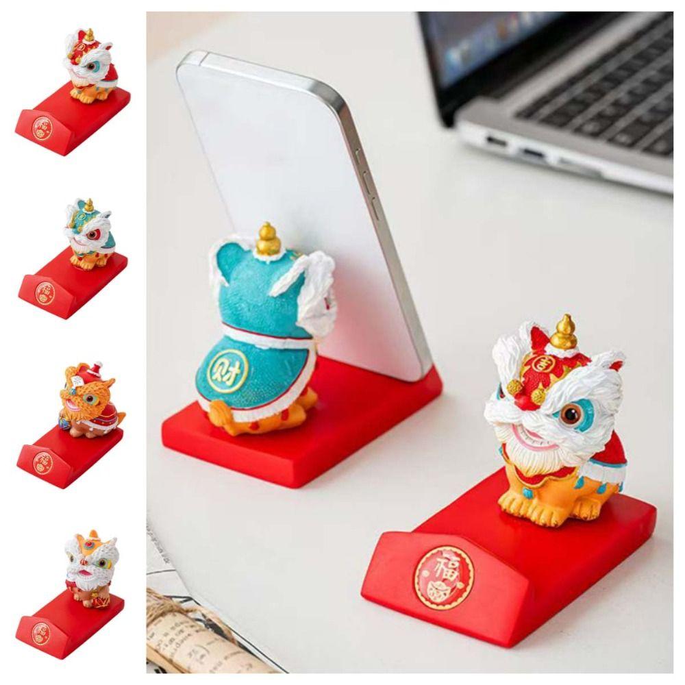 Year of The Horse 2026 Horse Year Figurines Lion Dance Mobile Phone Stand  Spring Festival