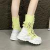 Fashion Chunky Platform Boots Women Punk Star Buckle Strap Sneakers Autumn Winter Thick Bottom Motorcycle Boot