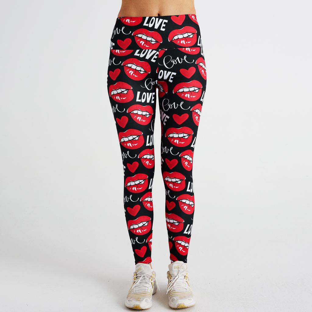 Love Sexy Lips Digital Printed Yoga Pants, High Waist and Hip Lifting Yoga Clothes, Sports and Fitness Pants