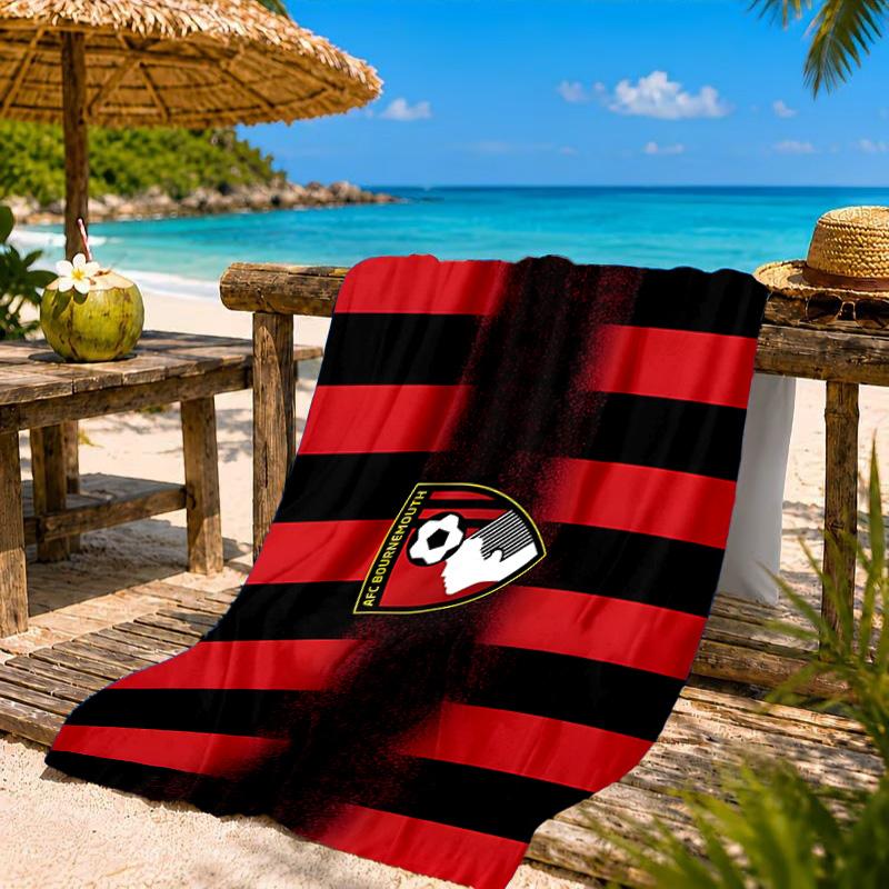 Soccer Ball Afc Crest Printed Microfiber Beach Towel, Soft And Absorbent, Quick-Dry, Ideal for Summer Travel, Beach Essential, Swimming Pool