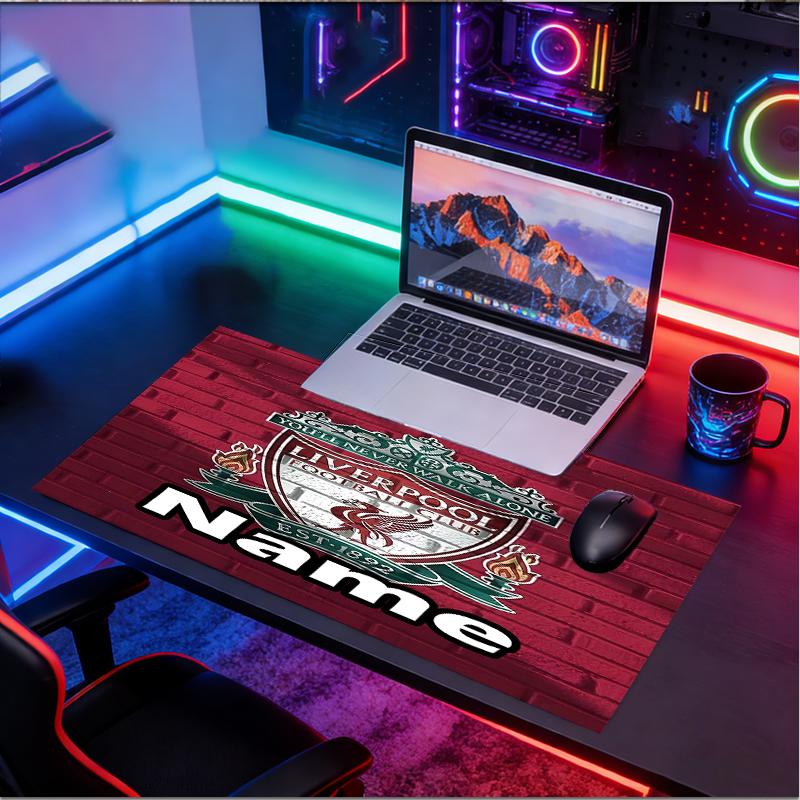 Custom Name Personalized Football team F.C Pattern Mousepad, Laptop PC Desk Mat, Decorative Desk Mat for Home Keyboard Pad Gift