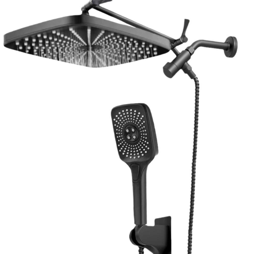 Concealed Shower Set: 12" Square Top Spray with 3-Function Handheld Shower Head (Jet & Water Functions)