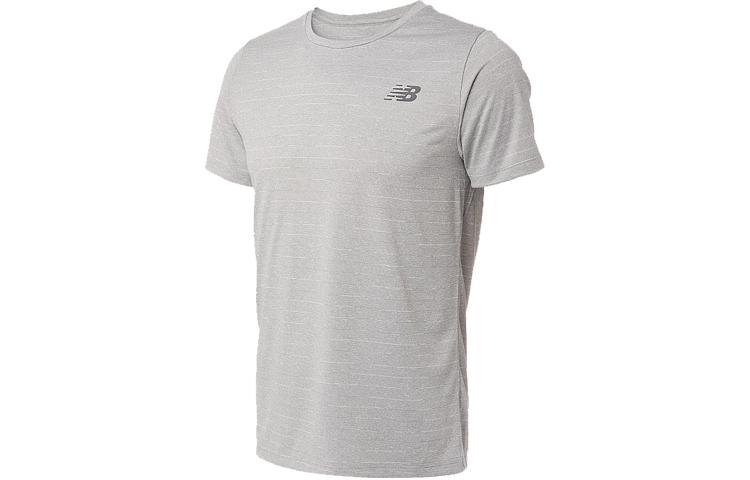 New Balance T Shirts Men s Gray Crew Neck Moderate Straight Fit AMT01012-AG M