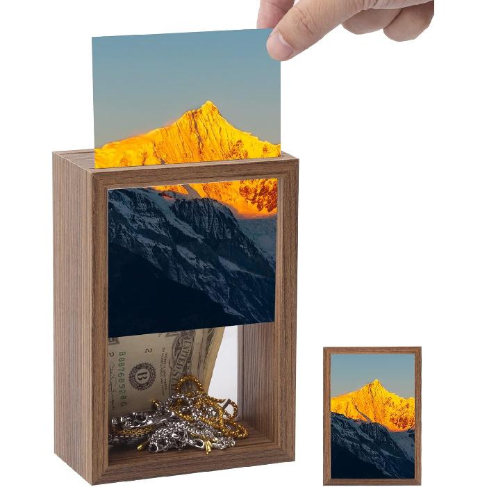 Photo Picture Frame Diversion Safe – Mini Safe Box with Hidden Secret Compartment, hidden safe Secrect Hidden Safe Lock Box for Home Office Code