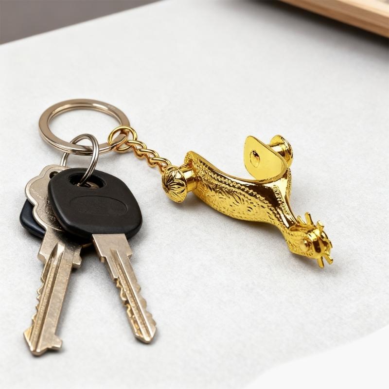 Western Charm Alloy Spur Keychain Vintage Equestrian Gift Bag Hanging Decoration For Cowboy Enthusiasts
