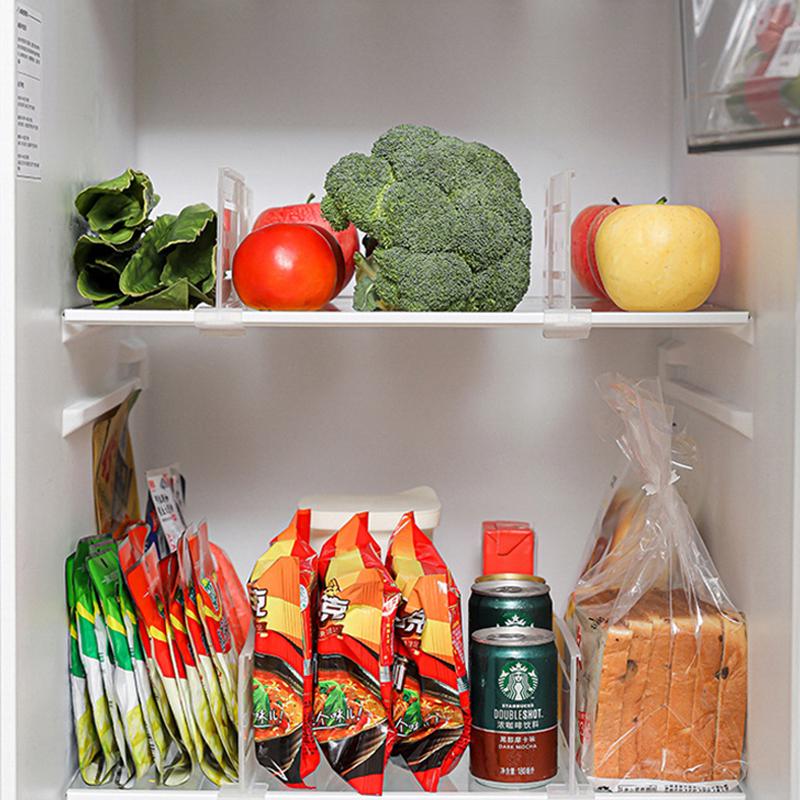 2/4pcs Retractable Refrigerator Partition Board Adjustable Clasp Design Splint Classified Storage Boards Refrigerator Organizer