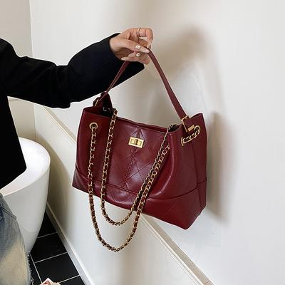 Bolsa balde retrô portátil para pendurar no ombro, nova bolsa feminina de grande capacidade, moderna, versátil, casual e com temperamento.