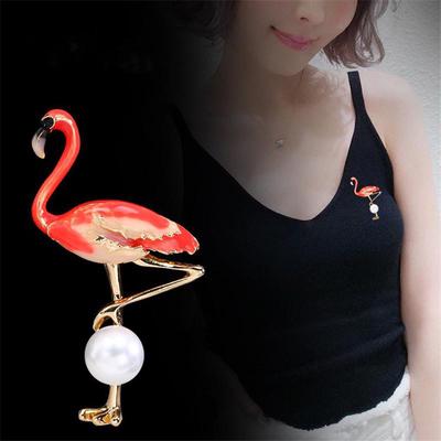 Vivid Flamingo Brosch Brosch Mini Klänning Klänning Pin
