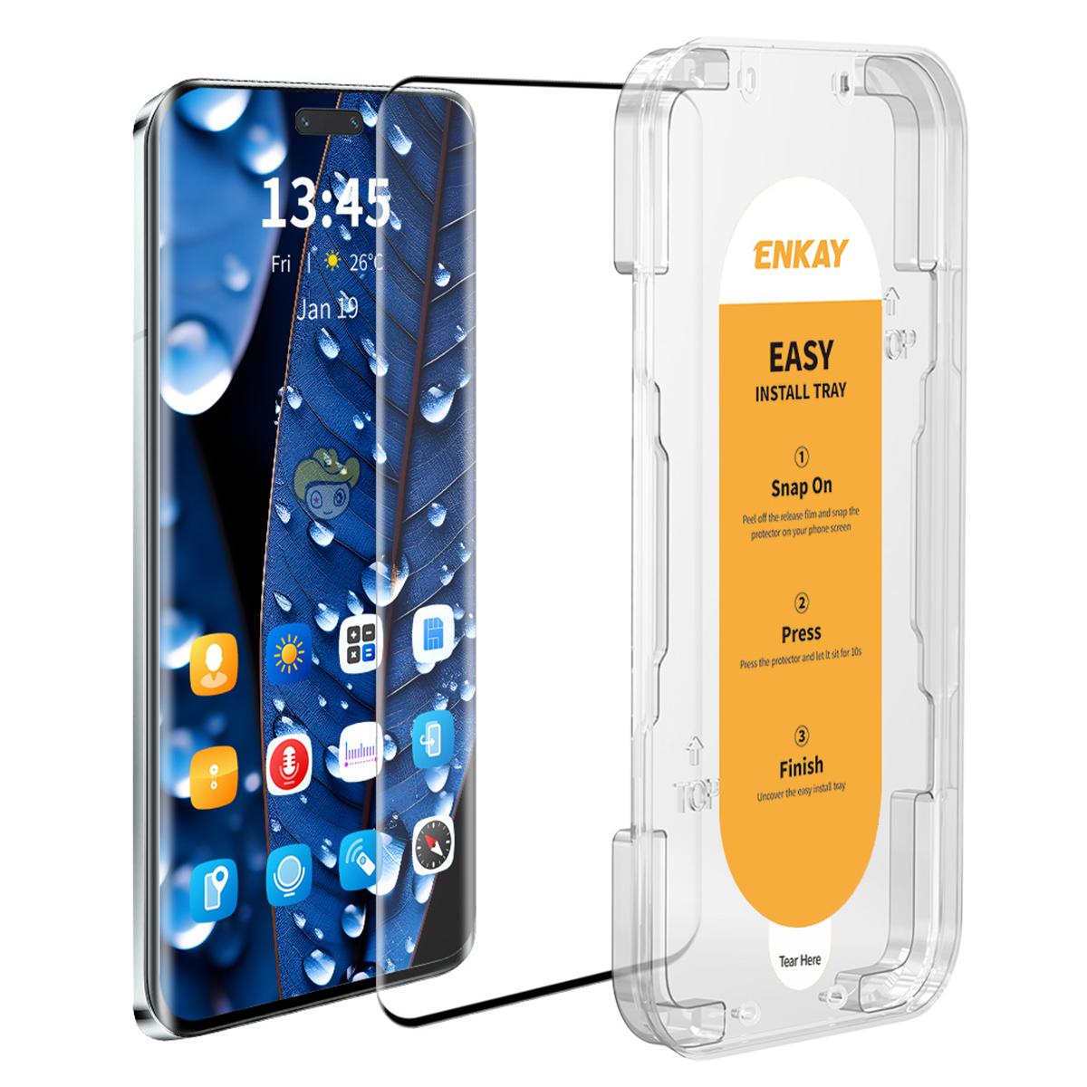 

ENKAY HAT PRINCE For Honor 90 Pro/100 Pro 5G Screen Protector Easy Install Side Glue Tempered Glass Support Fingerprint Unlock As Shown A