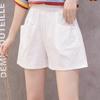 Damen-Shorts aus Baumwoll-Leinen-Mischgewebe mit weitem Bein: Trendige, lässige Bermudas für Frühling/Sommer – für Sport oder Zuhause.