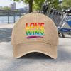 Rainbow Love Wins Unisex Baseball Cap Duckbill Hat With Hook Loop Closure Lightweight Washed Cap