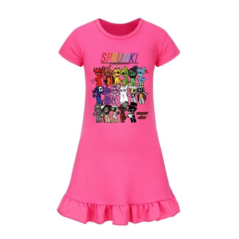 

2-14 years Sprunki pyjamas dress sleep dress Baby Girl Short Sleeve Children Vestido 100cm