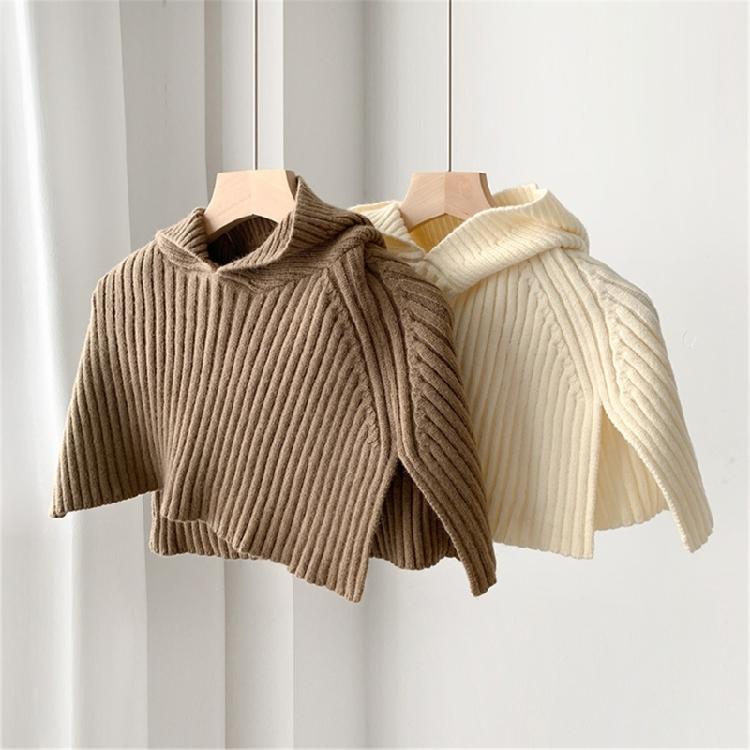 Knit Scarf Cap for Women Solid Color Hooded Shawl Winter Windproof Neckwrap Hat